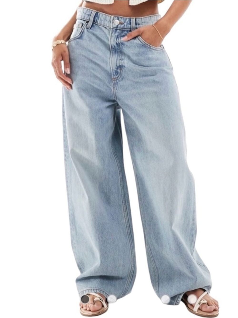 Cotton On Boyfriend Super Baggy Women's Size 24 Blue High Rise Cotton Jeans